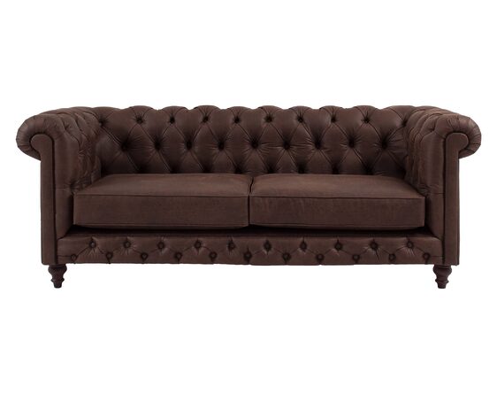 sofá chesterfield 3 cuerpos cuero bonded 30% dk brown
