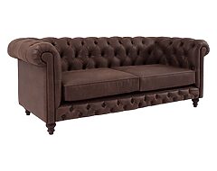 sofá chesterfield 3 cuerpos cuero bonded 30% dk brown