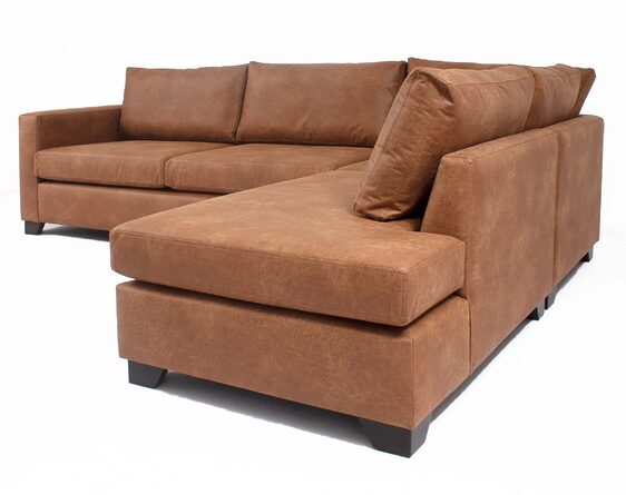 sofá modular con chaise longue derecho cuero bonded 70%