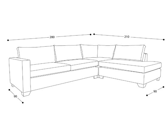 sofá modular con chaise longue derecho cuero bonded 70%