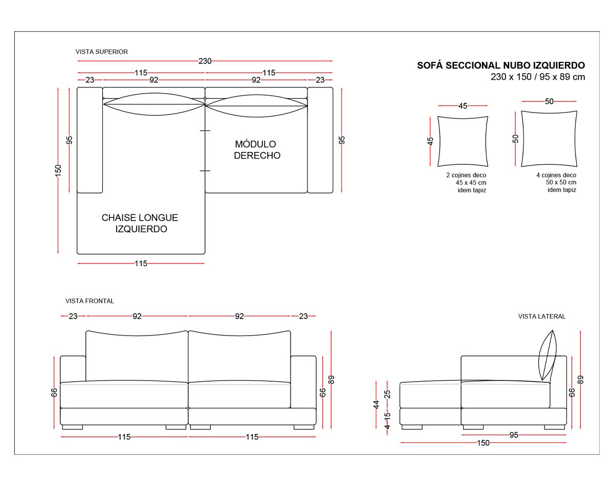 sofá seccional izquierdo nubo yd 230