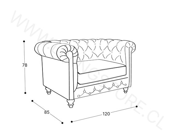 trazo chesterfield 120 cm