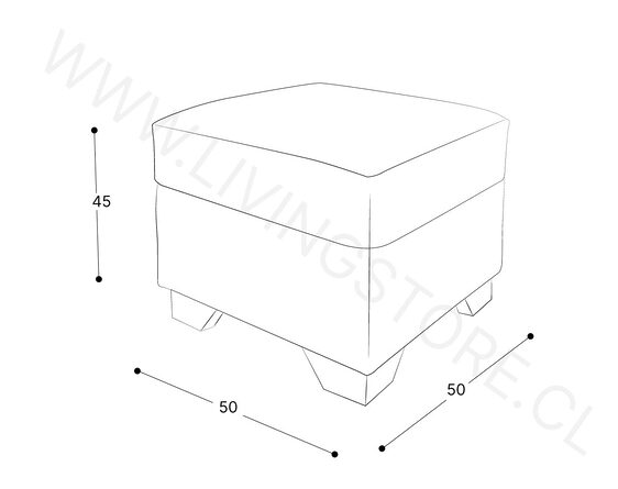 trazo pouf cuadrado 50 x 50 cojn pegado