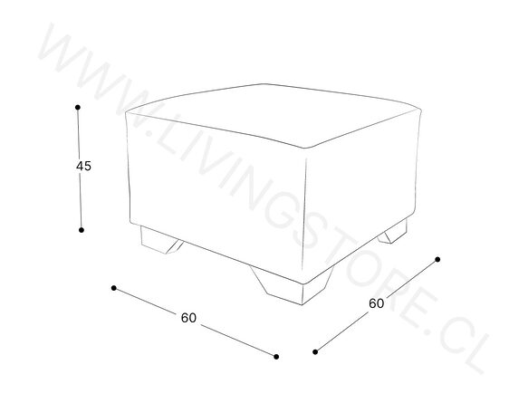trazo pouf cuadrado 60 x 60 sin costura