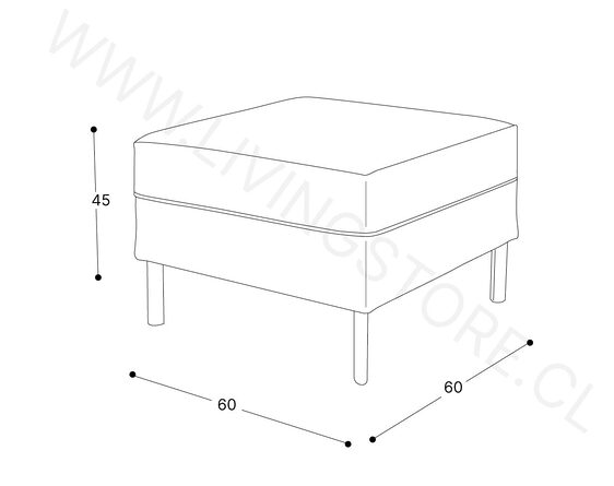 trazo pouf cuadrado pata metalica