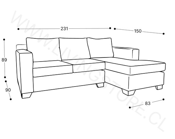 trazo sofa seccional isabella derecho