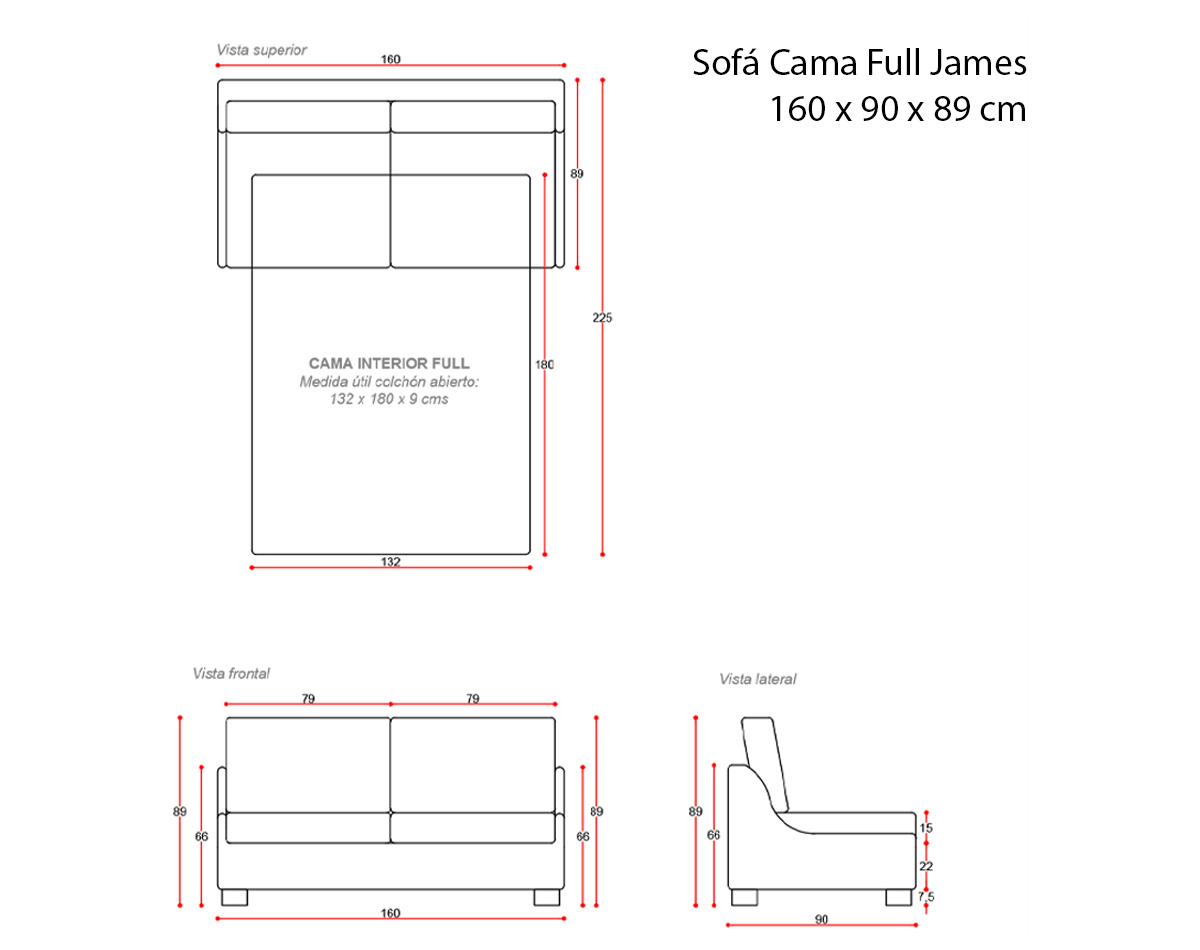 sofá cama full size james bariloche
