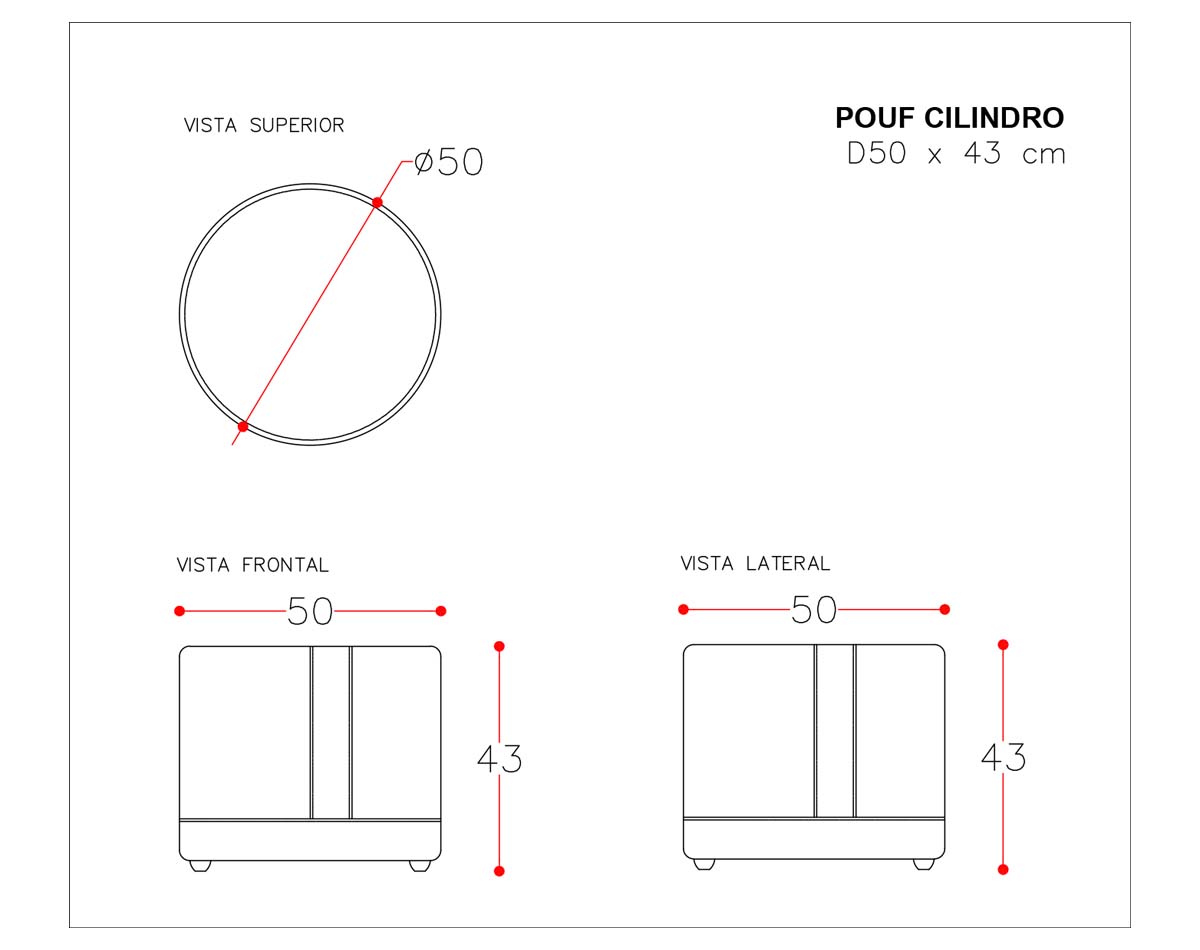 pouf cilindro yd 230 y cuero bonded 70%