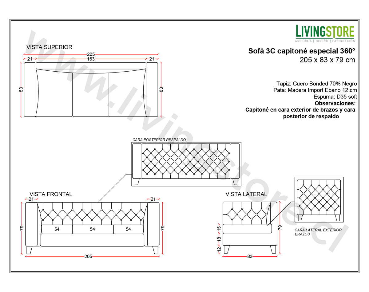 PLANIMETRIA SOFA CAPITONE FDA PLANELLS