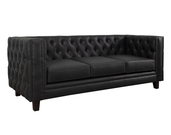 sofa tipo verona capitone exterior cuero bonded 70 negro iso