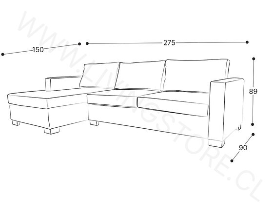 trazo seccional cama full izquierdo 275