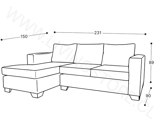trazo seccional cama izquierdo plaza y media