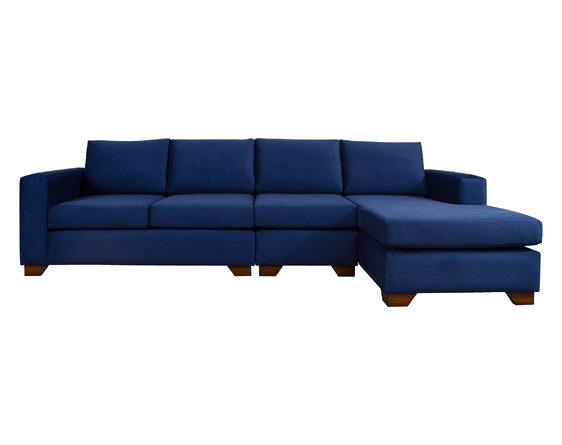 sofá seccional mónaco derecho felpa soft velvet + butaca