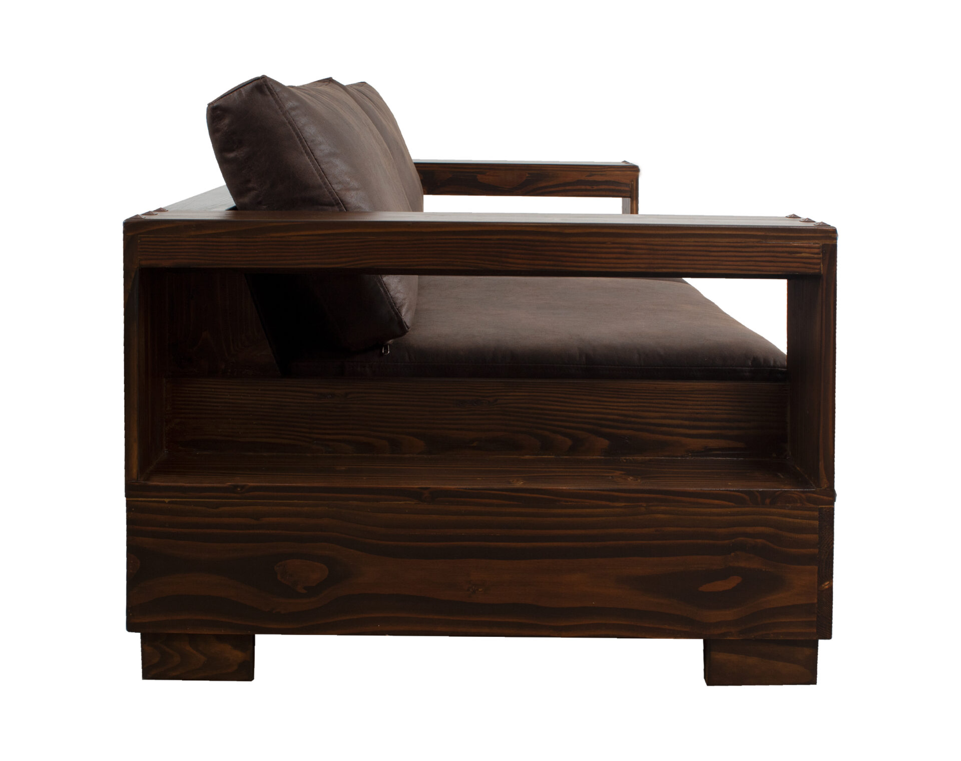 sofa 2 modulos madera y tachas cuero bondede 70 dk brown lateral