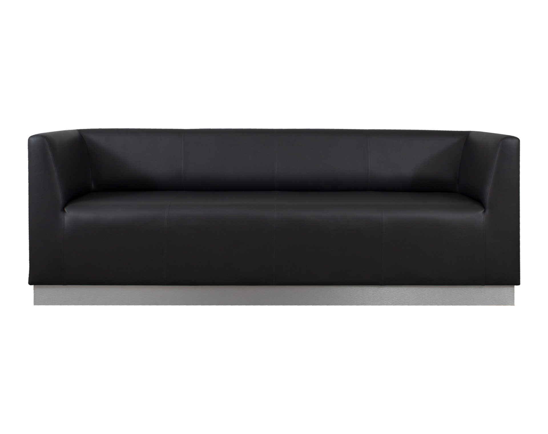 sofa asiento y respaldo incorporado cuero sintetico modularis y zocalo lamitech frente