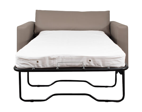 sofa cama 1 plaza cuero sintetico con ruedas abierto frente