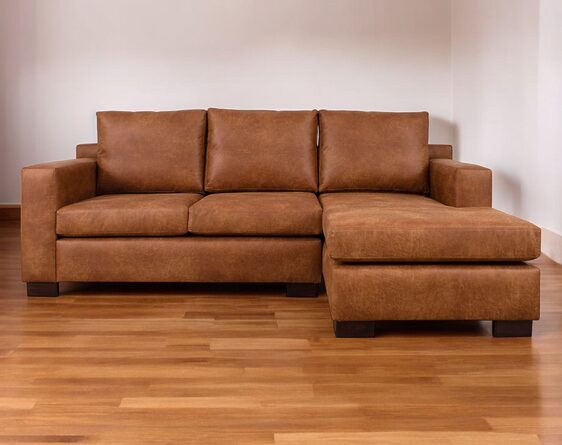 sofá seccional isabella chaise longue derecho cuero bonded 70%