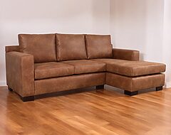 sofá seccional isabella chaise longue derecho cuero bonded 70%