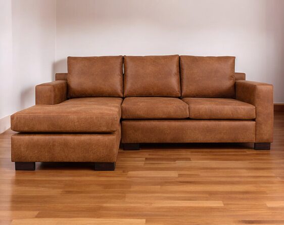 sofá seccional isabella chaise longue izquierdo cuero bonded 70%