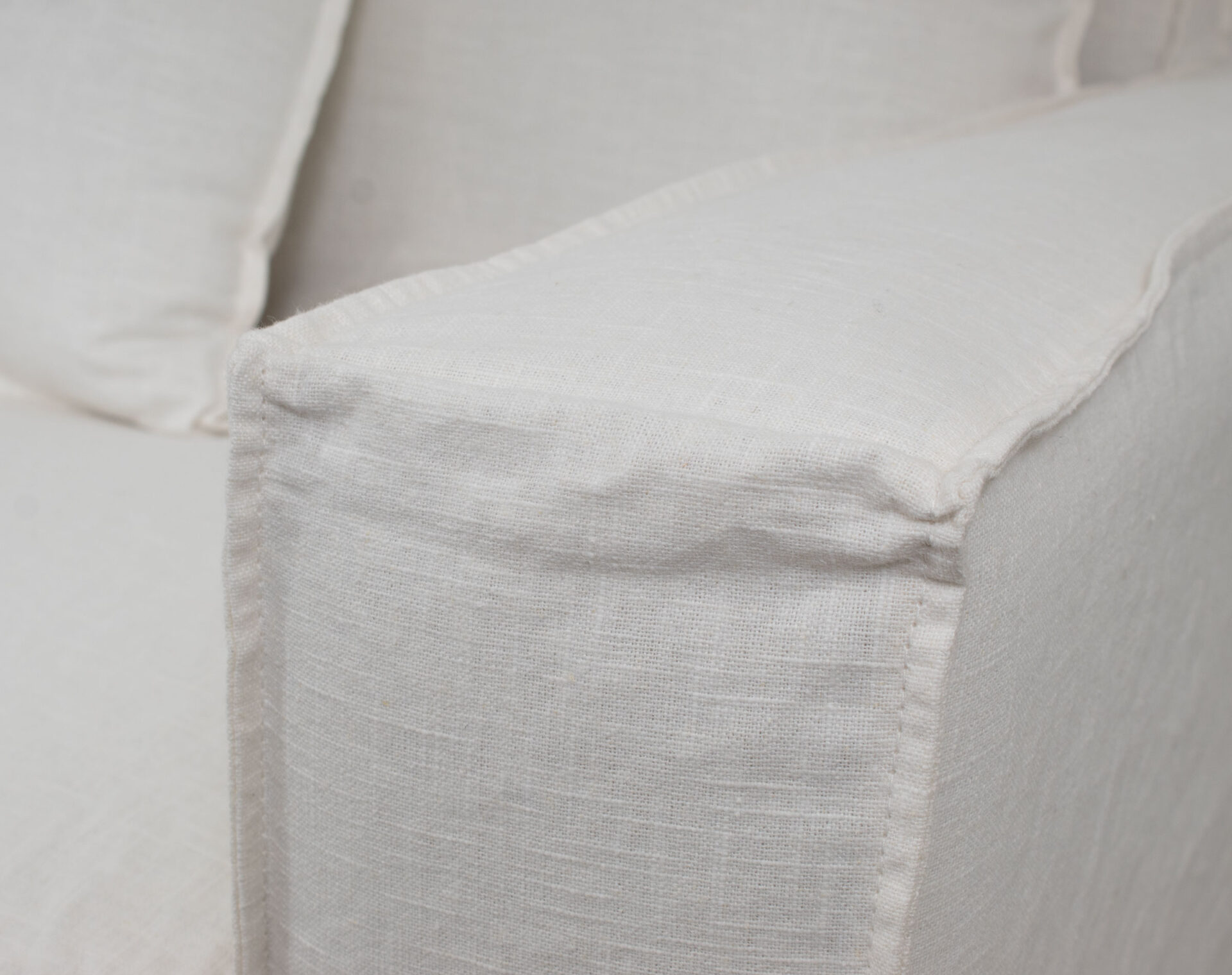 sofa margaret largo especial funda lino crudo detalle pespunte