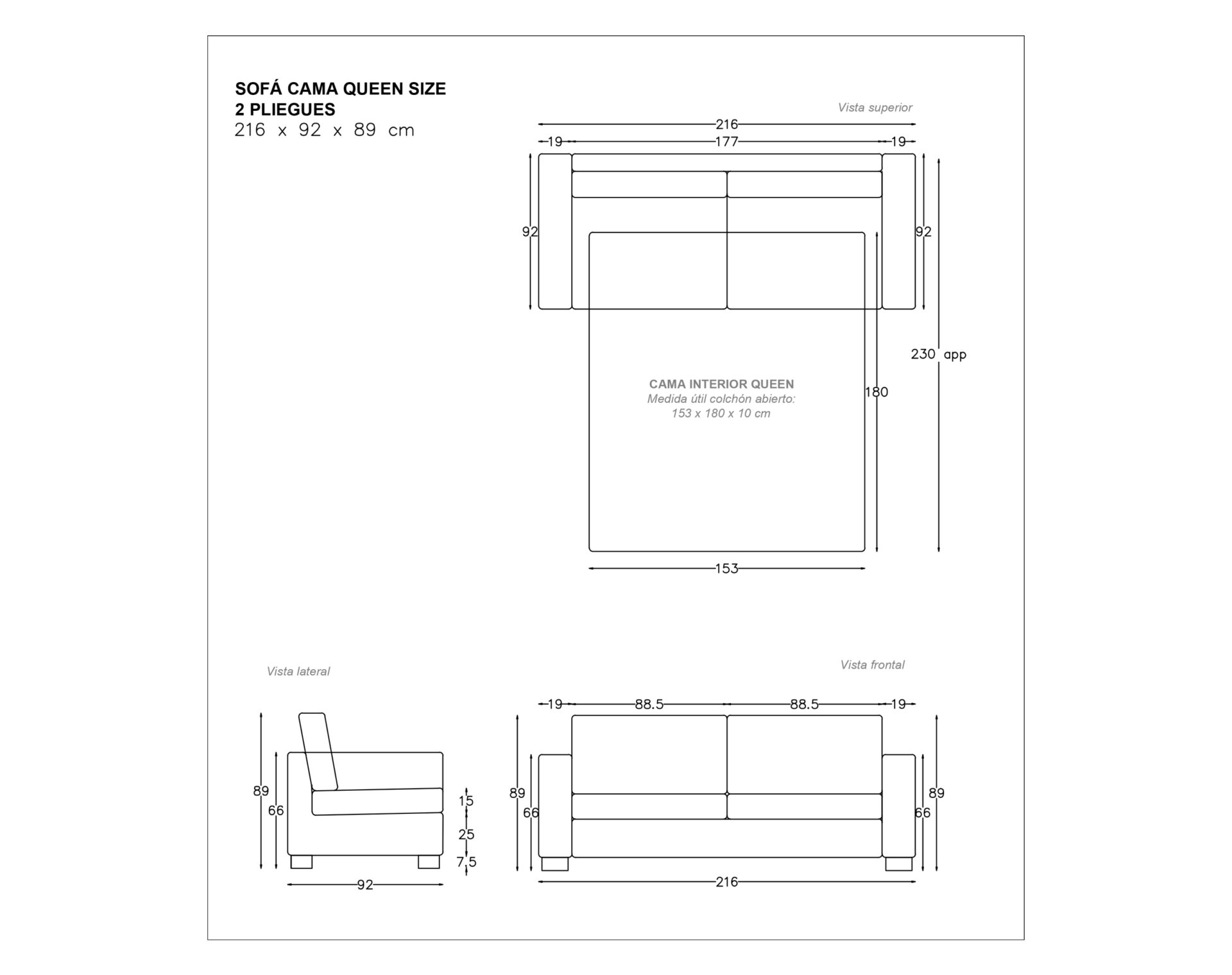 sofá cama queen size urban wr protect