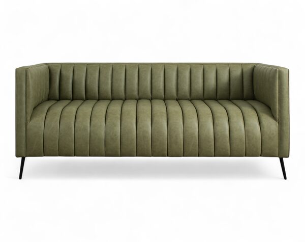 sofa 2 cuerpos terra pro verde musgo, acolchado y pata estileto frente photoroom