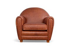 sillón george cuero natural frente
